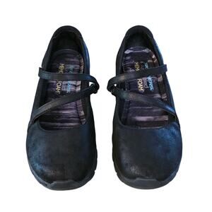 Skechers Easy Flex 3.0 Mary Janes Suede Comfort Shoes Sz 7.5 Black‎